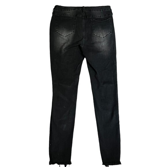 S.O.N.G. Eco Love Jeans Distressed Mushroom Patch Skinny Jeans Sz 13 Juniors Bla - Picture 9 of 12